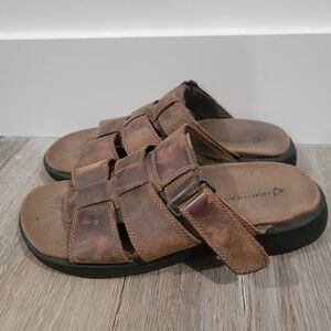 Mens Northwest Territory Leather Fisherman Sandals Size 10 Slides Brown Outdoor